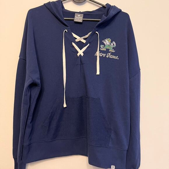 Notre Dame Fighting Irish Fanatics Hoodie Navy Blue Lace-Up Medium NWT - Picture 2 of 6